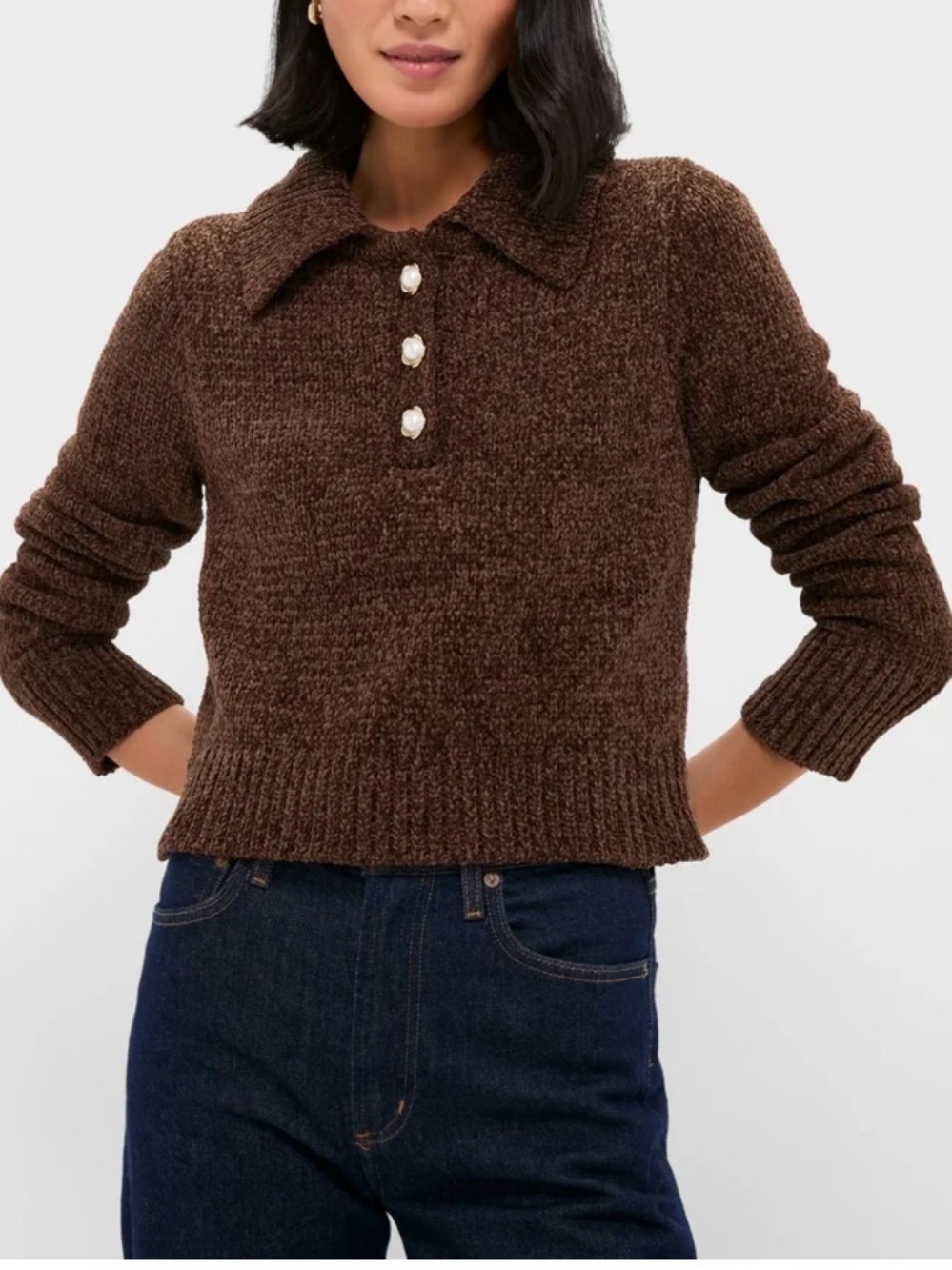 Line & Dot Brown Knit Collared Sweater NWT Size Medium